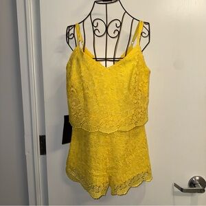 NWT Bebe Yellow Lace Sleeveless Romper